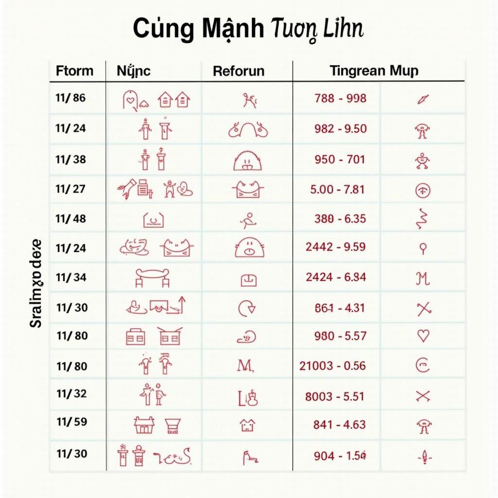 Bảng tra cứu cung mệnh theo năm sinh