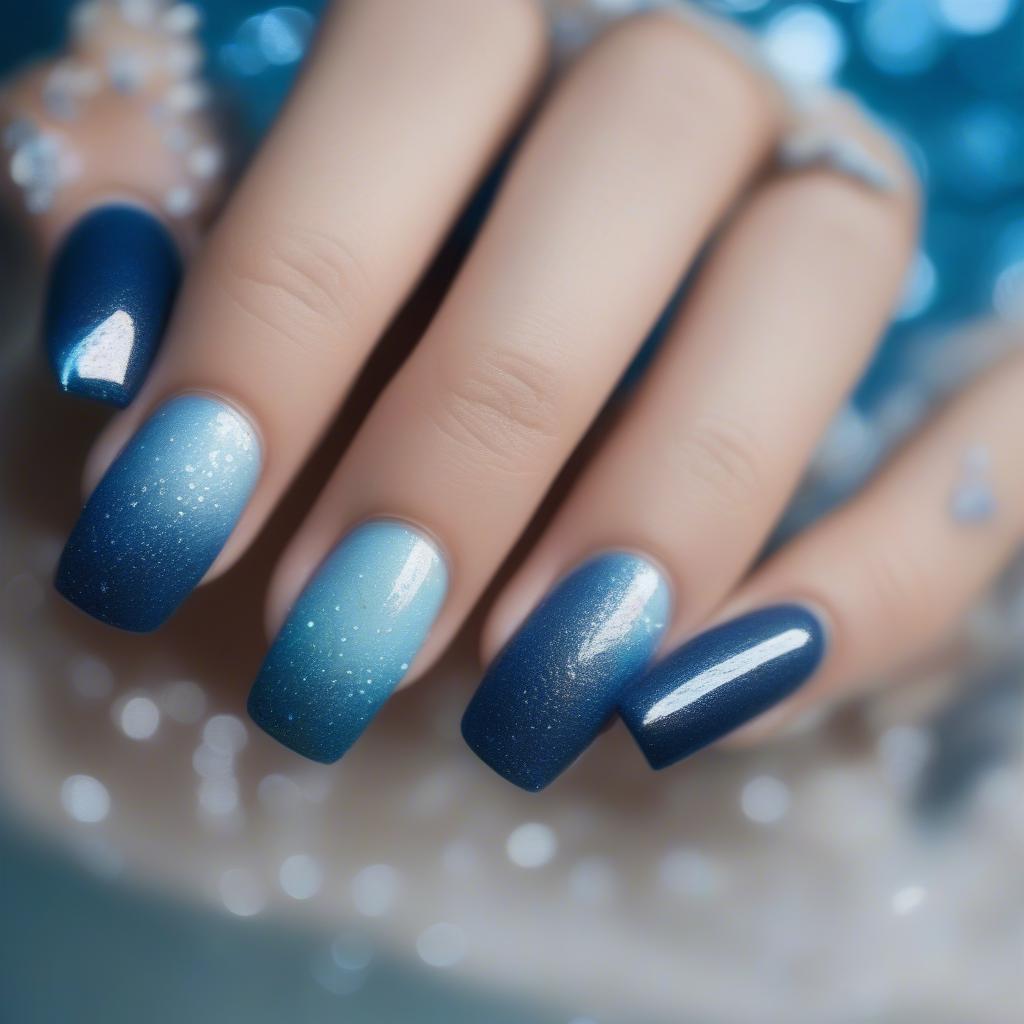 Mẫu nail xanh dương cho mệnh Thủy