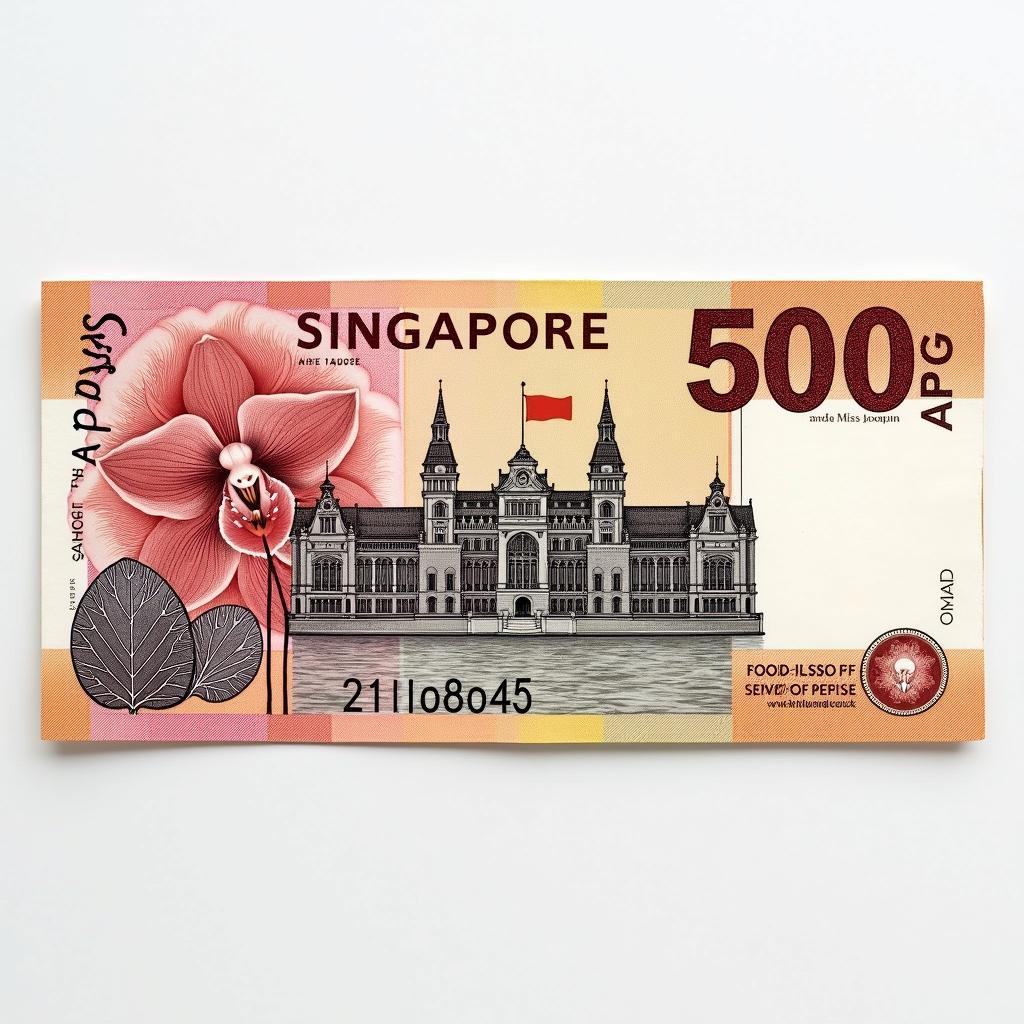 Hình ảnh mặt sau tờ tiền Singapore 500 đô la