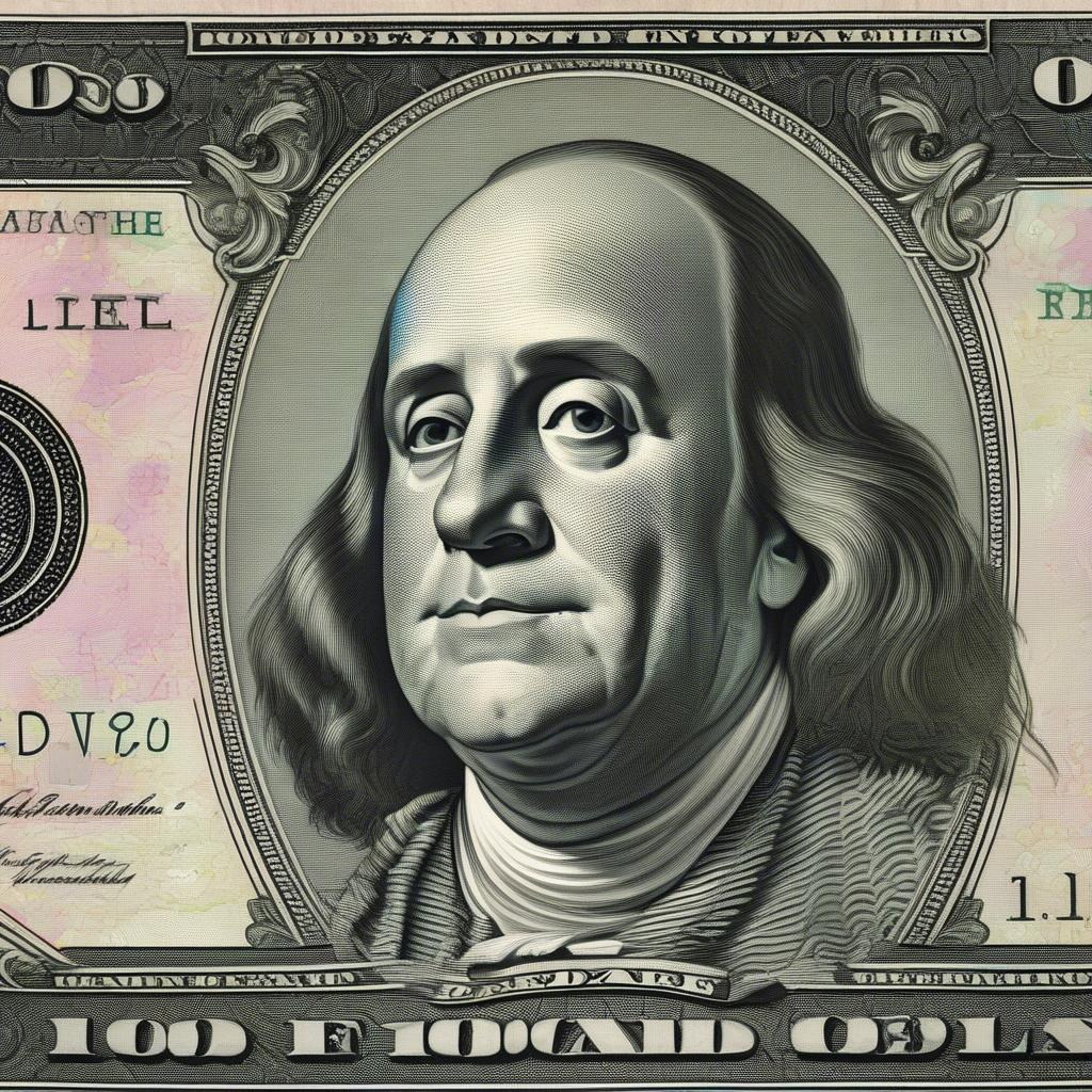 Hình ảnh tờ 100 USD với chân dung Benjamin Franklin.