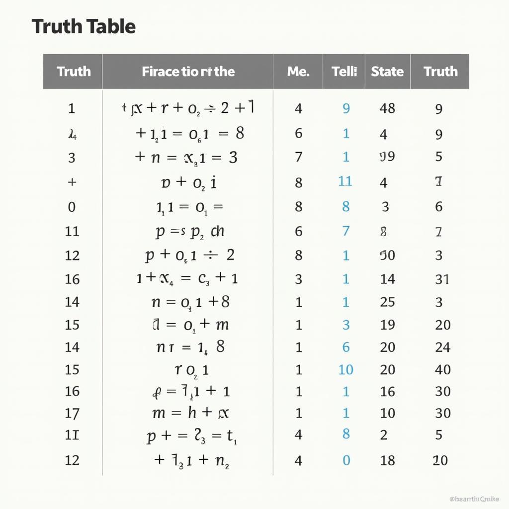 Bảng Chân Trị Logic Mệnh Đề