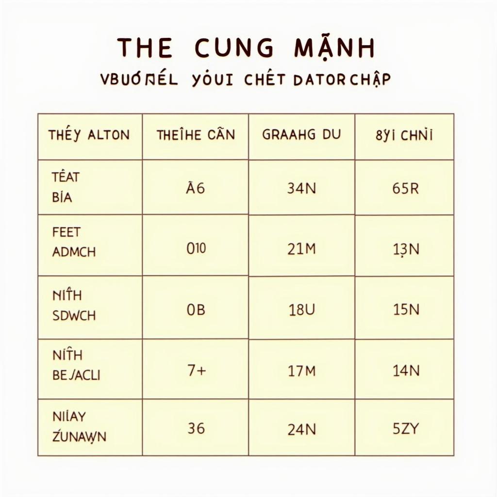 Bảng Tra Cung Mệnh Theo Năm Sinh