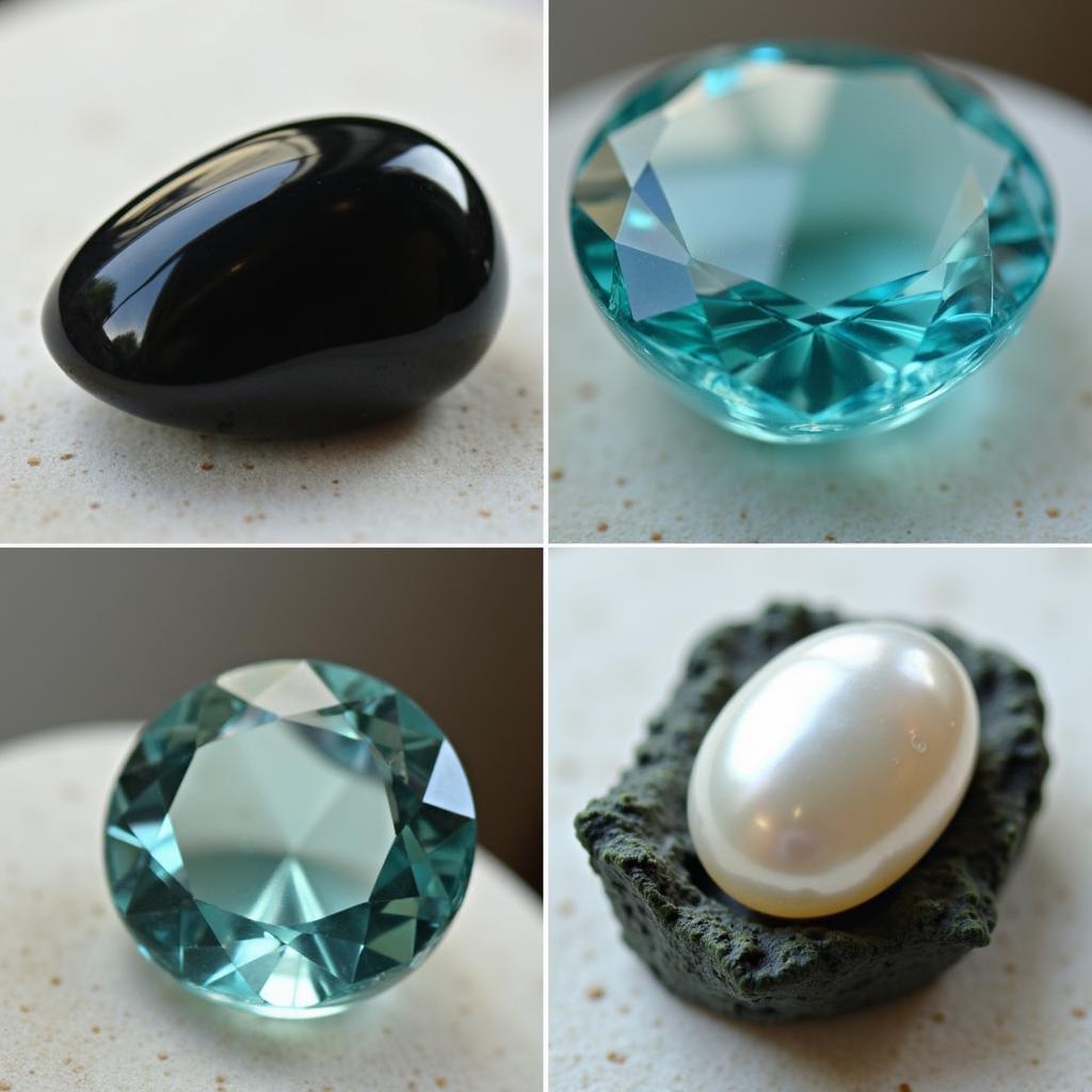 Đá Quý Hợp Mệnh Giản Hạ Thủy: Obsidian, Aquamarine, Ngọc Trai