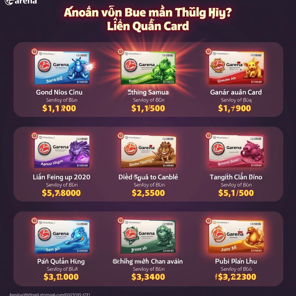 Mệnh giá thẻ Garena Liên Quân phổ biến