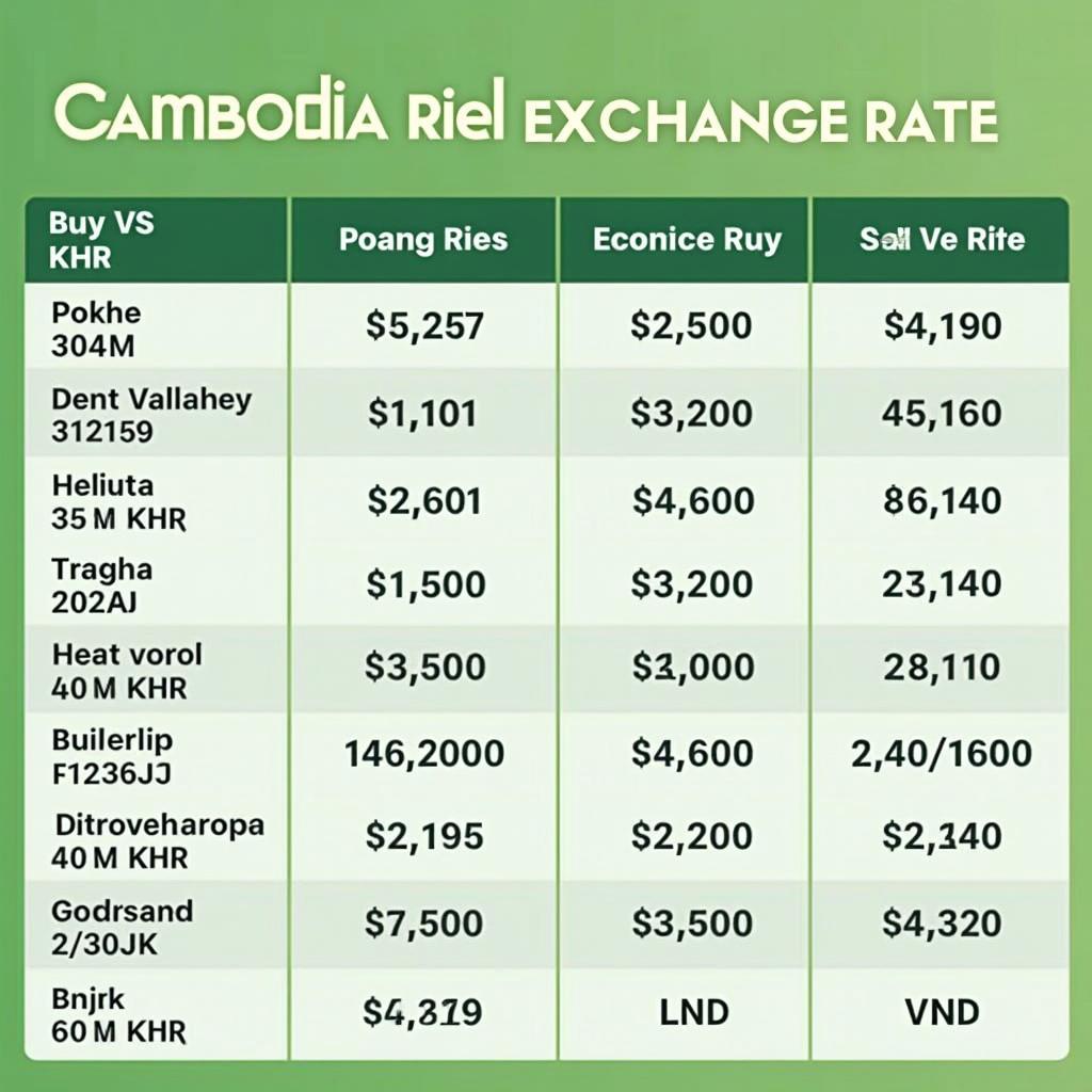 Tỷ giá Riel Campuchia sang VND